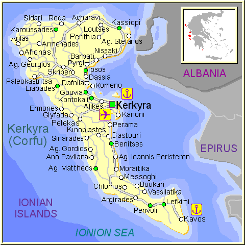 Corfu island map