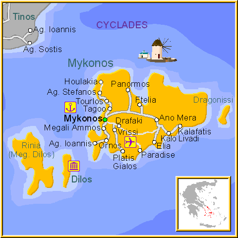 Mykonos Greece Map